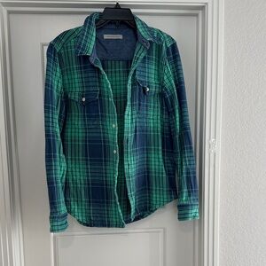 Green and Blue Plaid Women’s Shirt